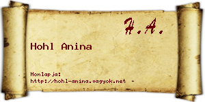 Hohl Anina névjegykártya